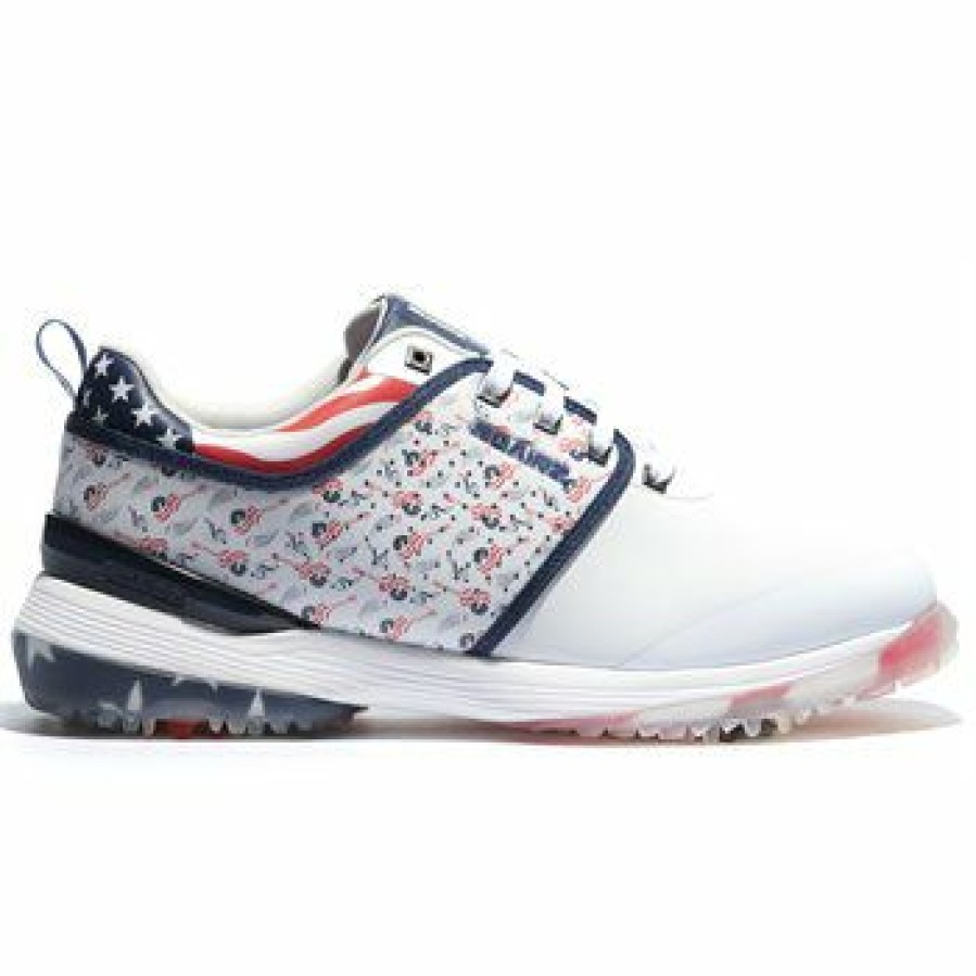 Men'S Shoes * | Used Sqairz Arrow Country Golf Shoes White / Blue / Red Size: 8