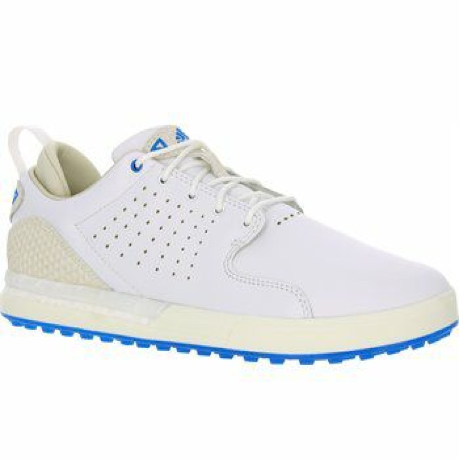 Men'S Shoes * | Adidas Flopshot Spikeless Golf Shoes White / Gold / Blue Rush