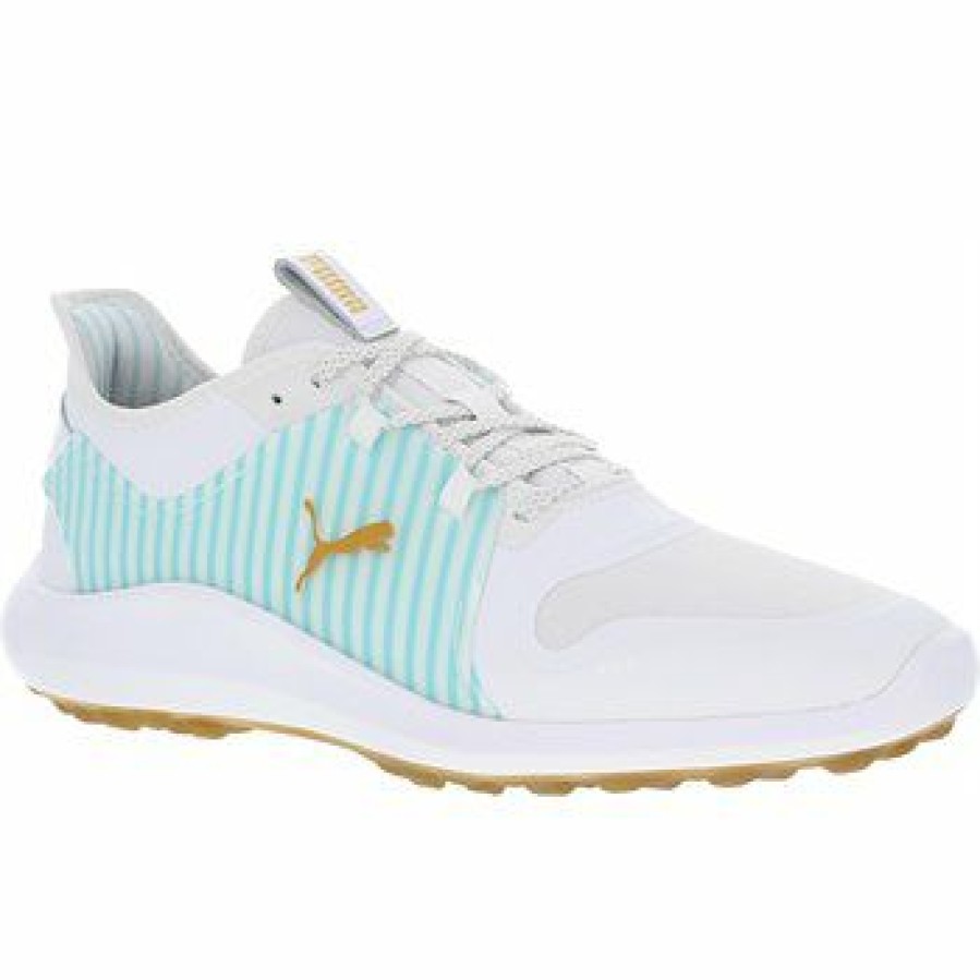 Men'S Shoes * | Puma Ignite Fasten8 Seersucker Spikeless Golf Shoes Seersucker / Puma White / Blue Glow Size: 14